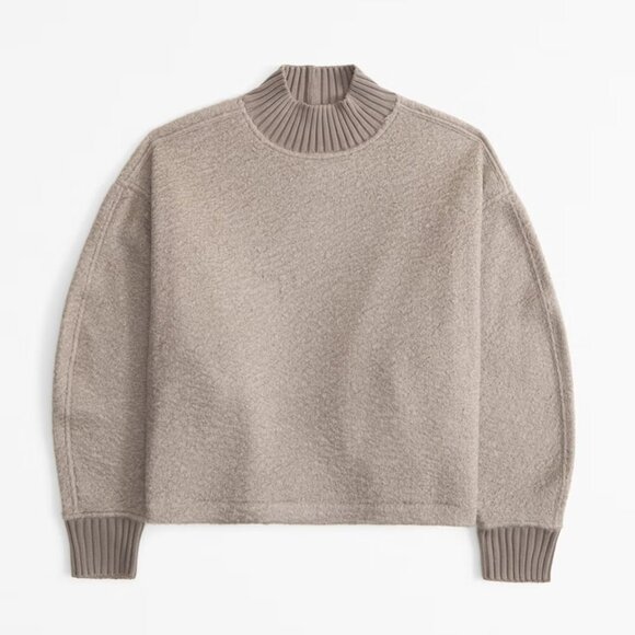 Abercrombie & Fitch Light Brown Boucle Mockneck Pullover Sweatshirt size XS - Picture 1 of 10